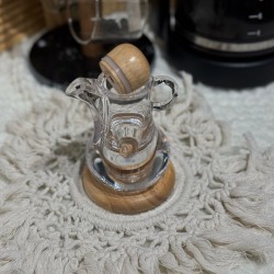 Plastic Oil Jug with Wooden Stand